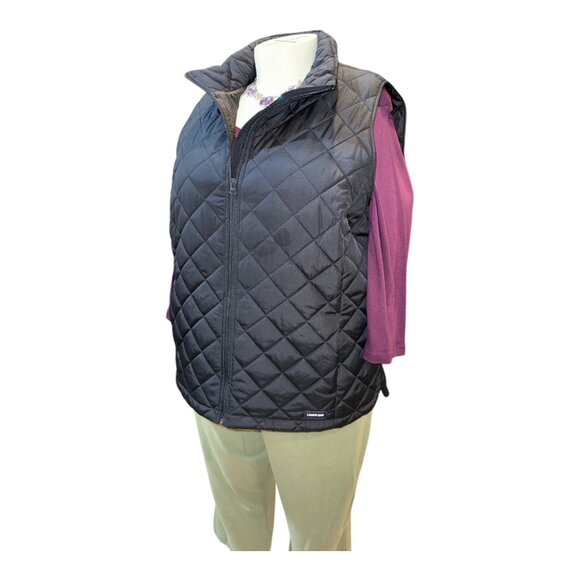 Lands' End Size 2X 20W-22W Black Quilted Puffer Zippered 2-Pocket Vest - Picture 2 of 11